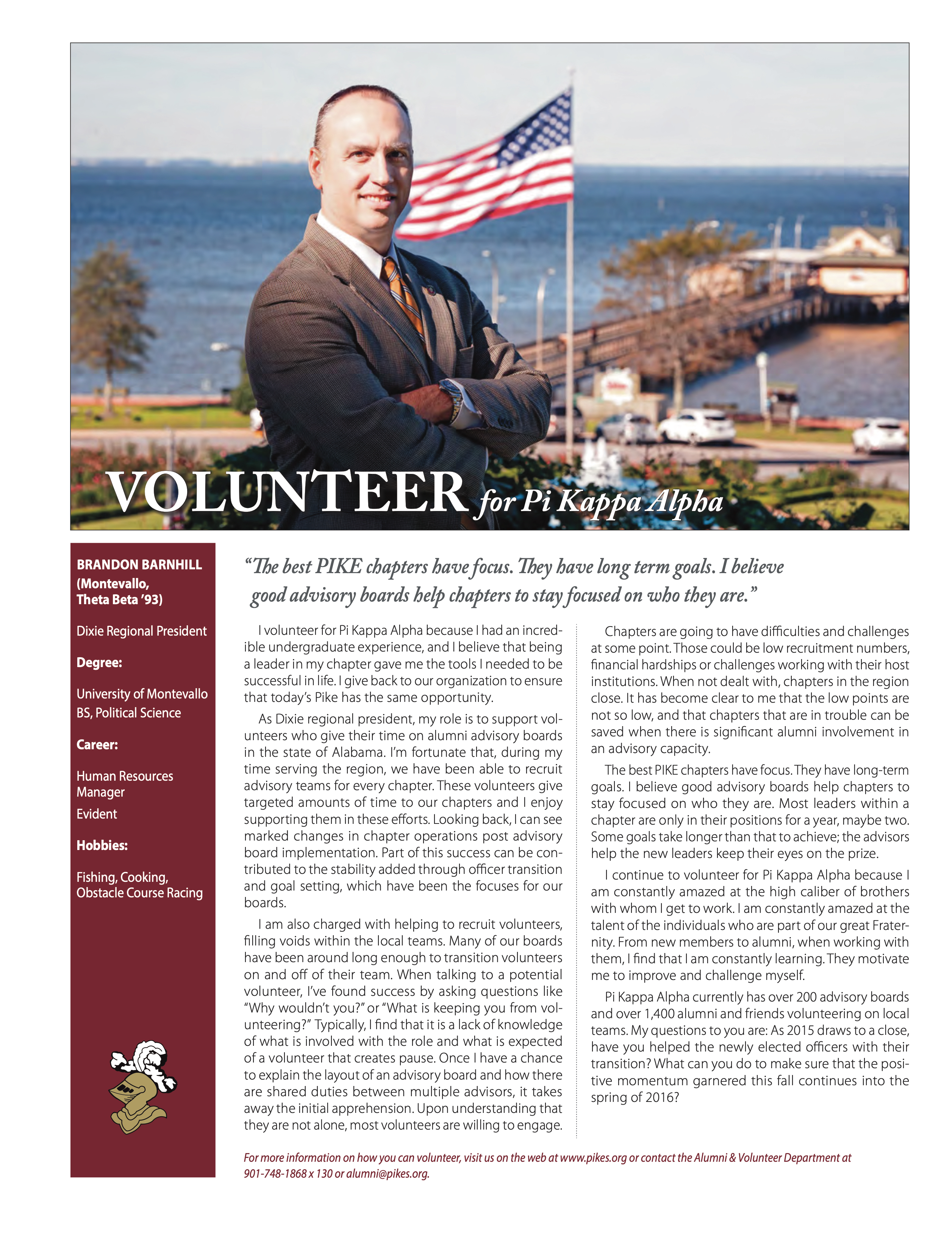 Volunteer for Pi Kappa Alpha, Winter 2015